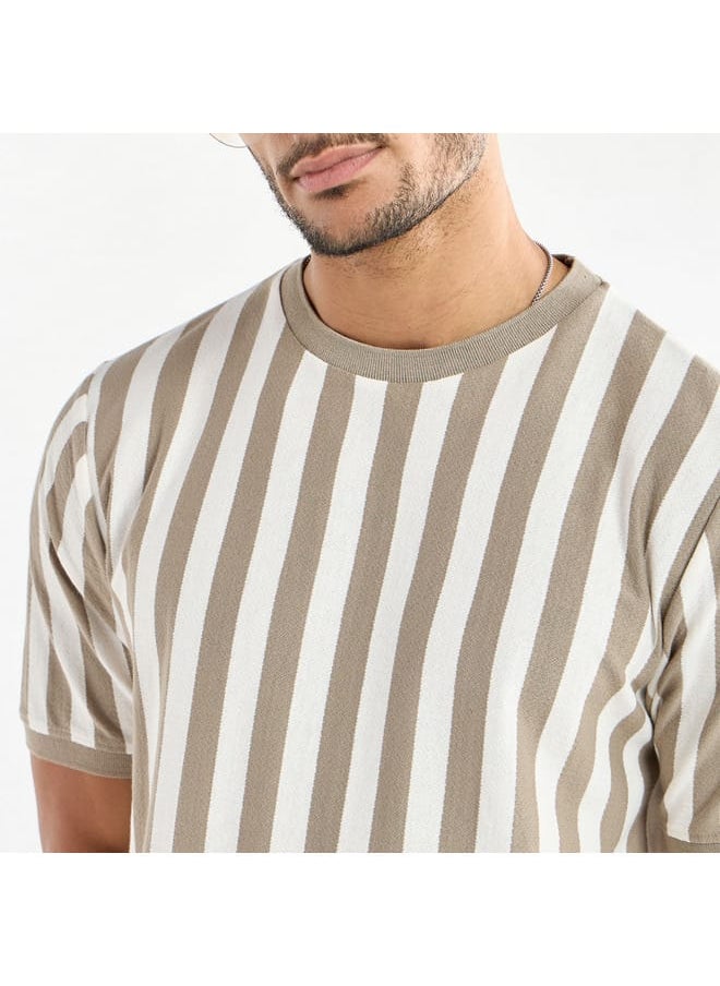 FAV Striped Crew Neck T-shirt with Short Sleeves  - Image 4