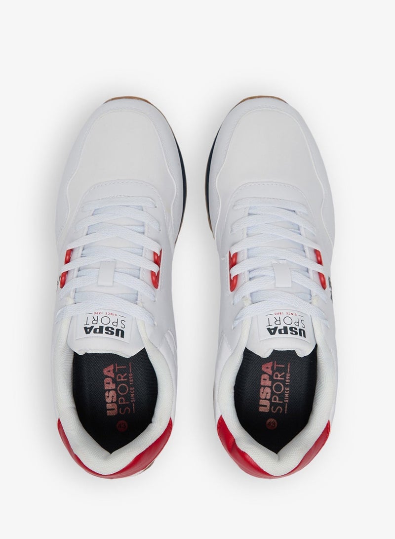 يو اس بولو اسن سنيكرز رجالي أبيض بتفاصيل أحمر وكحلي، خفيف الوزن، برباط ونعل مريح للاستخدام اليومي - Image 5