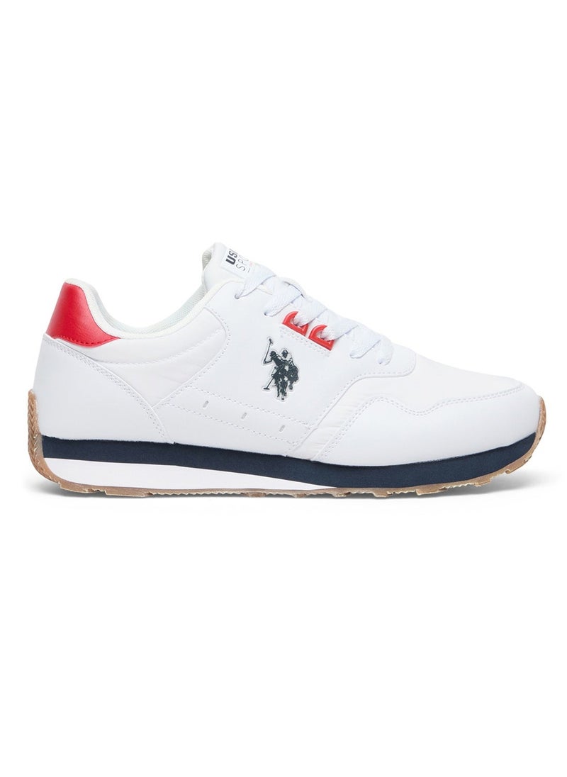 U.S. Polo Assn. Men's White Low-Top Sneakers, Lightweight with Red and Navy Accents - Lace-Up Design with Comfort Cushioned Sole for Casual Everyday Wear  - Image 1