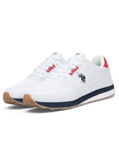 U.S. Polo Assn. Men's White Low-Top Sneakers, Lightweight with Red and Navy Accents - Lace-Up Design with Comfort Cushioned Sole for Casual Everyday Wear  - Image 3