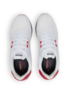 U.S. Polo Assn. Men's White Low-Top Sneakers, Lightweight with Red and Navy Accents - Lace-Up Design with Comfort Cushioned Sole for Casual Everyday Wear  - Image 5