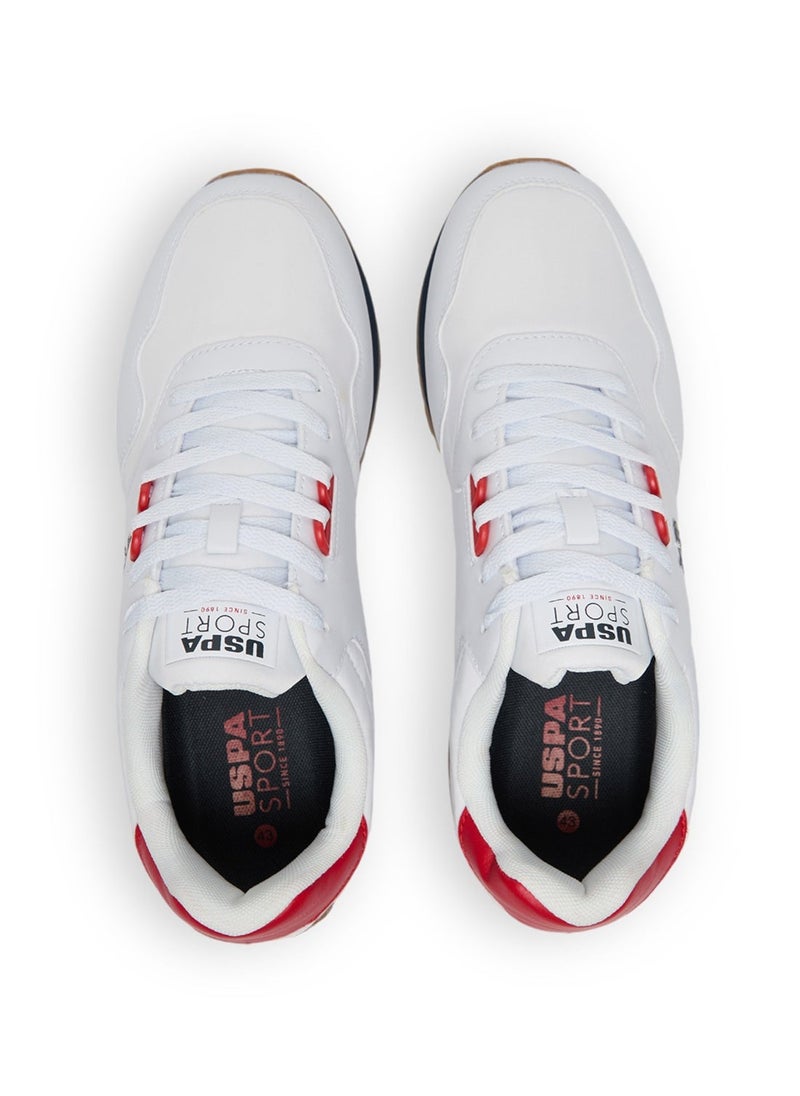 U.S. Polo Assn. Men's White Low-Top Sneakers, Lightweight with Red and Navy Accents - Lace-Up Design with Comfort Cushioned Sole for Casual Everyday Wear  - Image 5
