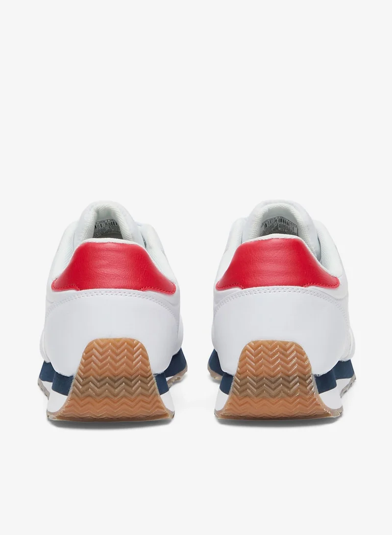 U.S. Polo Assn. White/Navy/Red Men's White Low-Top Sneakers, Lightweight Shoes with Red and Navy Accents - Lace-Up Design with Comfort Cushioned Sole for Casual Everyday Wear for Men | Best Price UAE