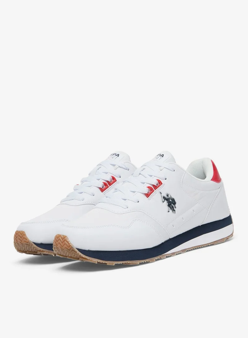 U.S. Polo Assn. White/Navy/Red Men's White Low-Top Sneakers, Lightweight Shoes with Red and Navy Accents - Lace-Up Design with Comfort Cushioned Sole for Casual Everyday Wear for Men | Best Price UAE