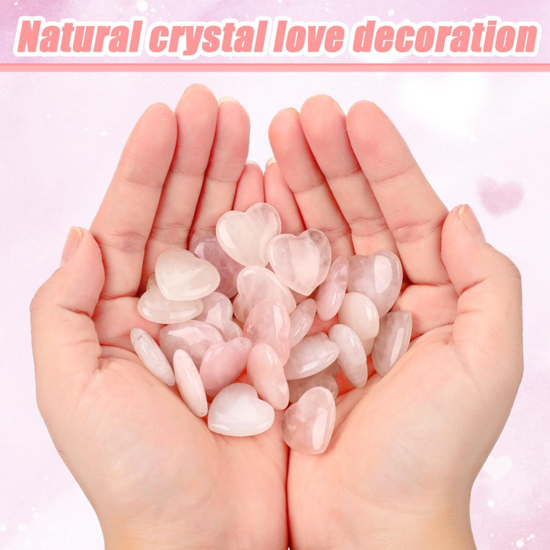 Layhit 72 Pcs Valentines Galentine Gift Bulk Crystals Pink Rose Quartz Hearts Gifts Galentine Rose Quartz Mini Worry Stone Gemstones Organza Bag Card Heart Gift for Friends Bestie (Pink Crystal) - Image 5