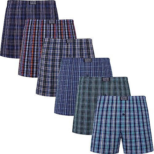 JupiterSecret Men's Boxers Underwear 100% Cotton Woven Boxers for Men Pack Boxer Shorts Assorted Colors - Image 1