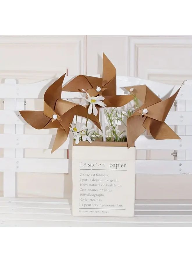 10pcs Kraft Paper Windmill Set Diy Garden Decor Party Favors Photo Props Easy Assembly - Image 2