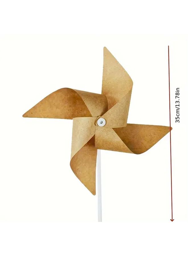 10pcs Kraft Paper Windmill Set Diy Garden Decor Party Favors Photo Props Easy Assembly - Image 3