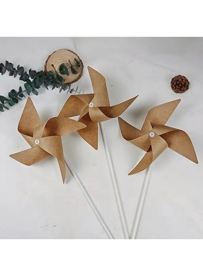 10pcs Kraft Paper Windmill Set Diy Garden Decor Party Favors Photo Props Easy Assembly - Image 4
