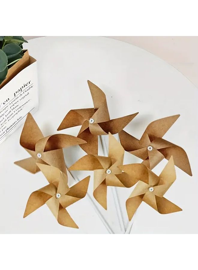 10pcs Kraft Paper Windmill Set Diy Garden Decor Party Favors Photo Props Easy Assembly - Image 1