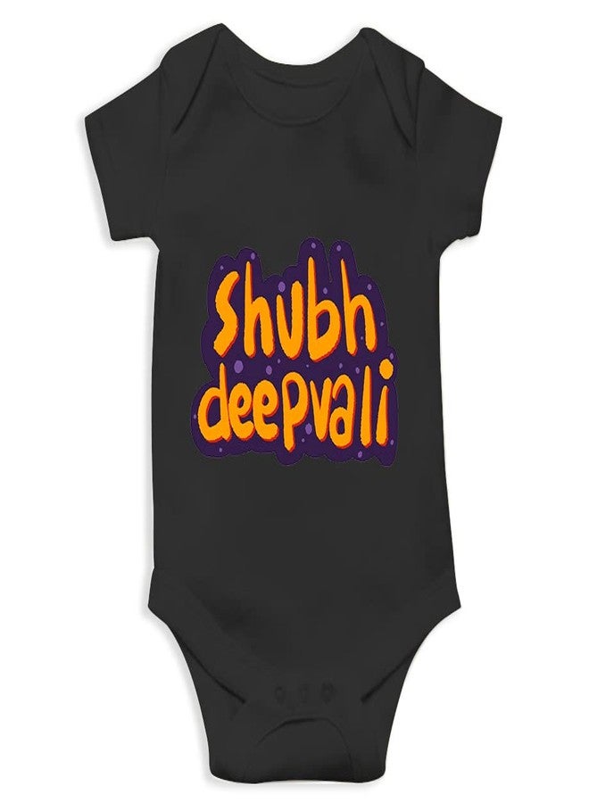 Mott2 Diwali Special Unisex Baby Romper - Subh Dipavali (0-3 Months Black) - Image 1