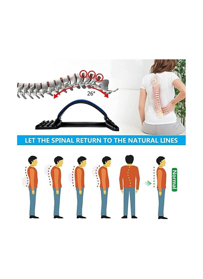 Lumbar Back Stretching Device For Pain Relief With Magnetic Points Inserted, Back Massager With 3 Adjustable Settings