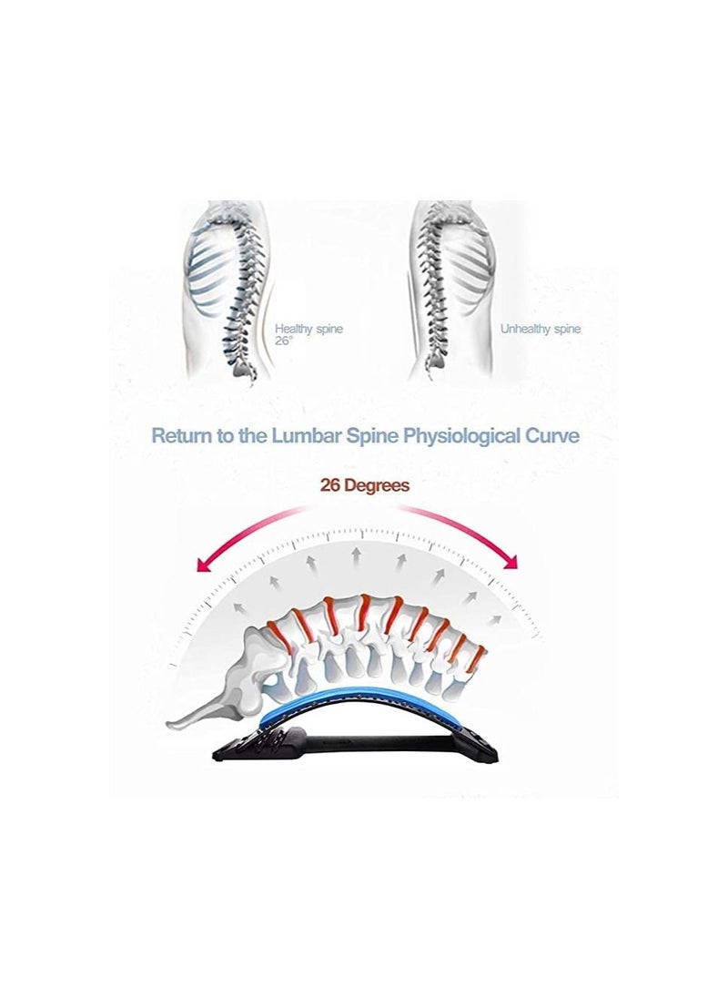 Lumbar Back Stretching Device For Pain Relief With Magnetic Points Inserted, Back Massager With 3 Adjustable Settings
