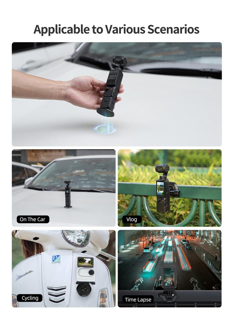 SOLARAE Adapter Camera Mount for Osmo Pocket 3, Quick Release Car Body Magnetic Holder, Metal Magnetic Dock Expansion Conversion Adapter, for Insta360 Go3 Steering Stand - Image 4