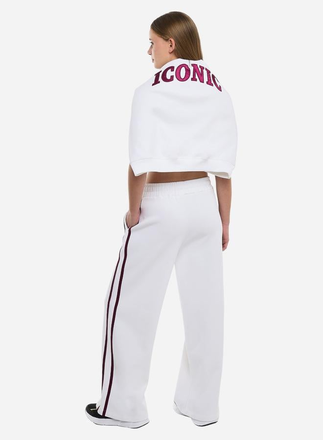 victor and jane White Quarter Zip Sweatshirt and Wide Leg Joggers Co-Ords - Image 5