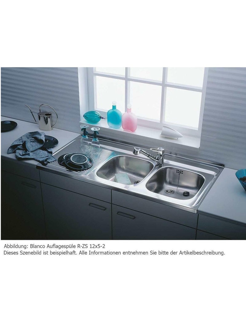 ASAHI حوض مطبخ من الفولاذ المقاوم للصدأ | حوض مزدوج 120x60 مع لوح تصريف | تصميم حديث بلون فضي/كروم | حوض حديث للكونترتوب للمطبخ | منظم حوض المطبخ (120x60 حوض مزدوج CL) - Image 2