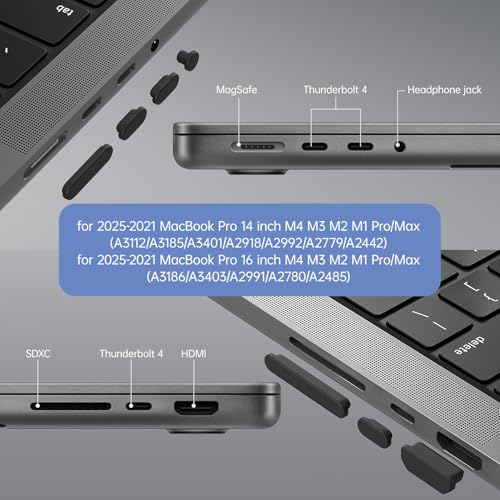 CaseBuy 7PCS Anti Dust Port Plugs Cover for MacBook Air 13 15.3 inch M4 M3 M2 M1 / 2025-2022 MacBook Pro 14" & 16" M5 M4 M3 M2 M1 Pro/Max, MacBook Port Accessories - Image 2