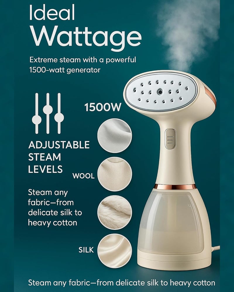 ALLESM 1500W Garment Steamer, 3 Steam Levels LED Display Clothes Steamer 15s Fast Heat Handheld Garment Steamer, Steamer for Clothes Portable Handheld Steamer, 280ml Tank Auto Shut Off for Home & Travel - Image 4