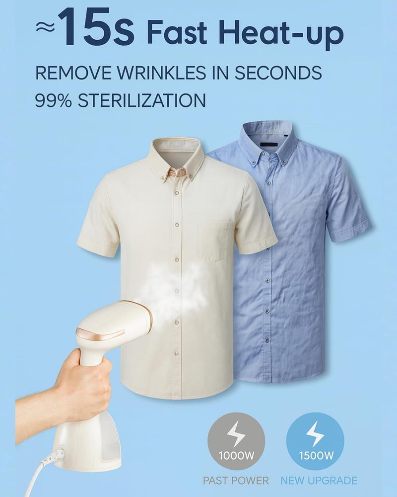 ALLESM 1500W Garment Steamer, 3 Steam Levels LED Display Clothes Steamer 15s Fast Heat Handheld Garment Steamer, Steamer for Clothes Portable Handheld Steamer, 280ml Tank Auto Shut Off for Home & Travel - Image 5