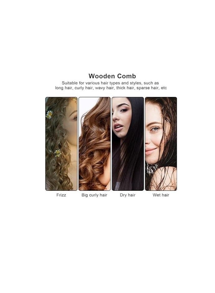 Wooden Hair Detangling Comb Suitable For All Hair Types Wide Teeth Handle Comb For Men Women Kids - Image 5