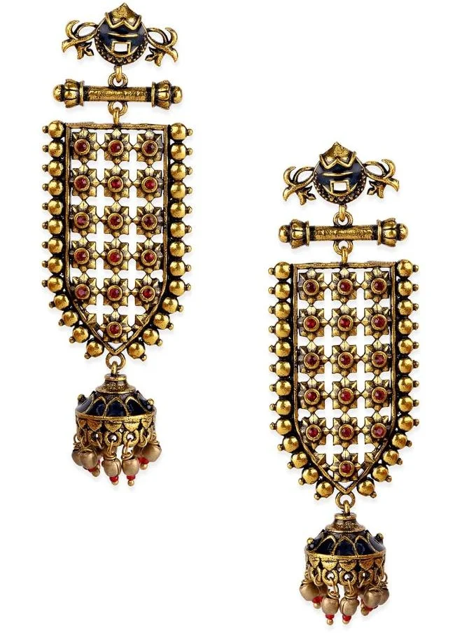 فويلا Arabian Nights Antique Traditional Golden Brass Earrings