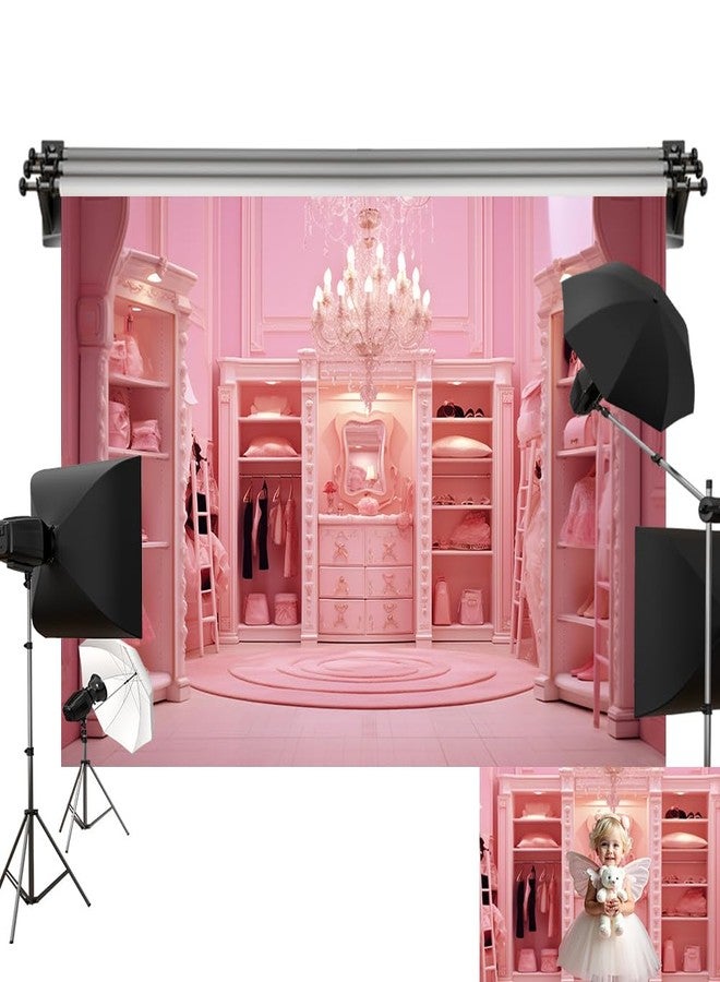 Kate Princess Cloakroom Indoor Girls Pink Room Wardrobe Seamless Photo Backdrop 7x5ft - Image 1