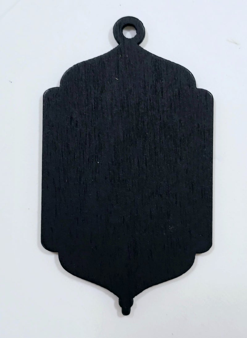 Al Zaabiah Eid Mubarak Black Woody Card lantern Shape & Burlaps Drawstring - Image 2