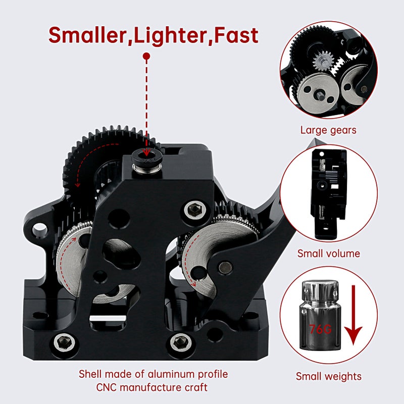 مضخة الطباعة ثلاثية الأبعاد Two Trees HGX-LITE متوافقة مع طابعات CREALITY 3D Ender-3/Ender-3 V2/CR-10/CR-10S و مناسبة لألياف القطر 1.75 مم من أنواع PLA/ABS/PETG/TPU/PP/PC/نايلون/PEEK/PEI - Image 4