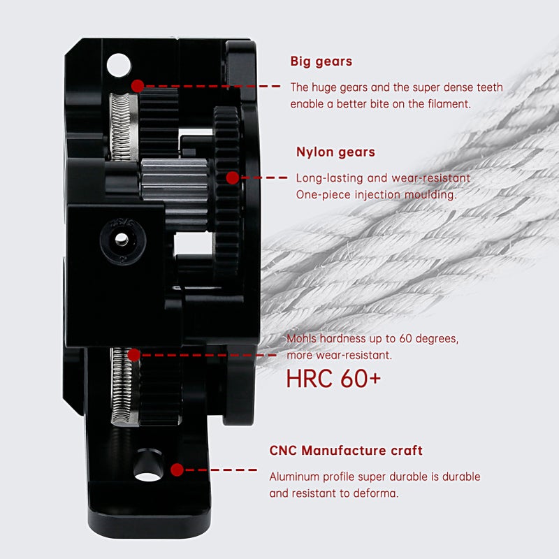 مضخة الطباعة ثلاثية الأبعاد Two Trees HGX-LITE متوافقة مع طابعات CREALITY 3D Ender-3/Ender-3 V2/CR-10/CR-10S و مناسبة لألياف القطر 1.75 مم من أنواع PLA/ABS/PETG/TPU/PP/PC/نايلون/PEEK/PEI - Image 3