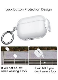 Generic Protective Case Clear With Carabiner For AirPods Pro 2  Shockproof Lock buckle Cover  Front Led Visible  - Image 2