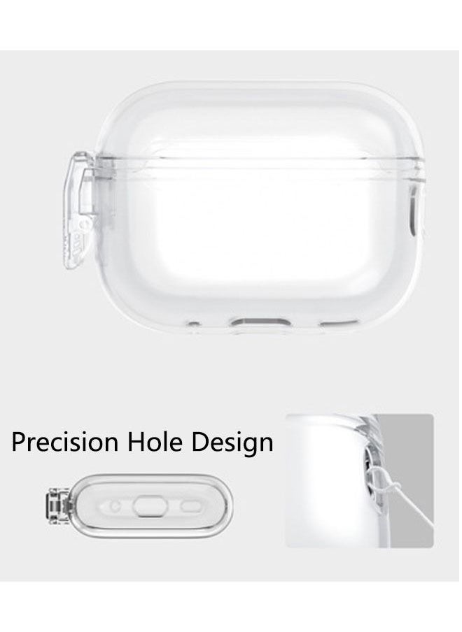 Generic - Protective Case Clear With Carabiner For AirPods Pro 2  Shockproof Lock buckle Cover  Front Led Visible - Image 1