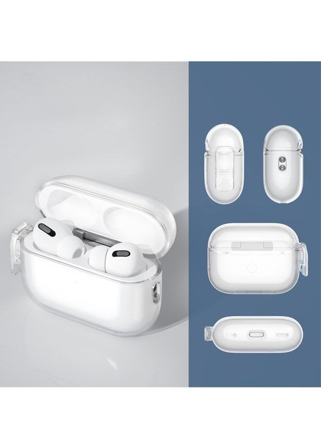 Generic - Protective Case Clear With Carabiner For AirPods Pro 2  Shockproof Lock buckle Cover  Front Led Visible - Image 1