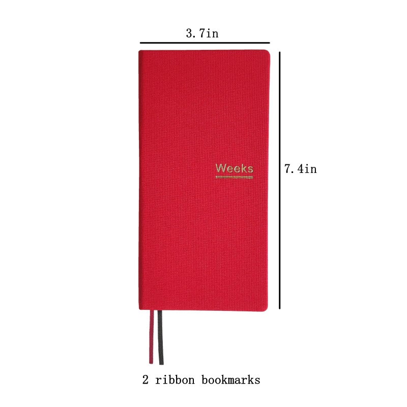 receip Undated Weekly Planner Notebook Pocket Organizer Appointment Book Journal Notebook A6 Week Plan Notepad (Bright red with cover) - Image 2