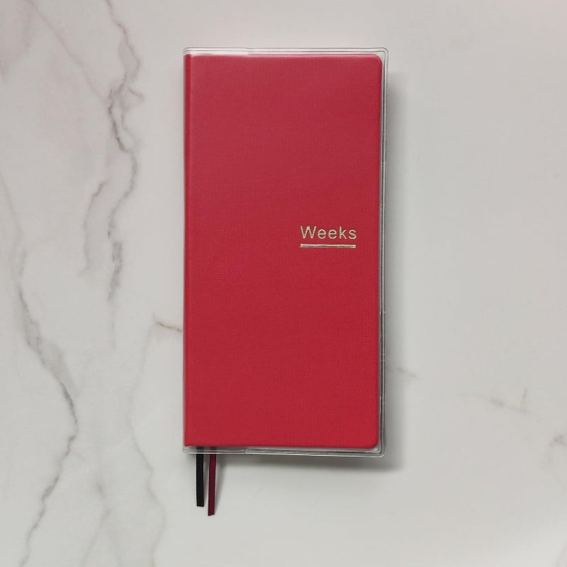 receip Undated Weekly Planner Notebook Pocket Organizer Appointment Book Journal Notebook A6 Week Plan Notepad (Bright red with cover) - Image 4
