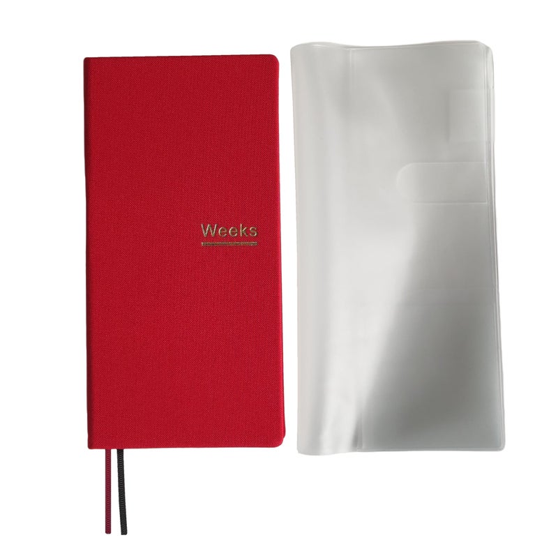 receip Undated Weekly Planner Notebook Pocket Organizer Appointment Book Journal Notebook A6 Week Plan Notepad (Bright red with cover) - Image 1