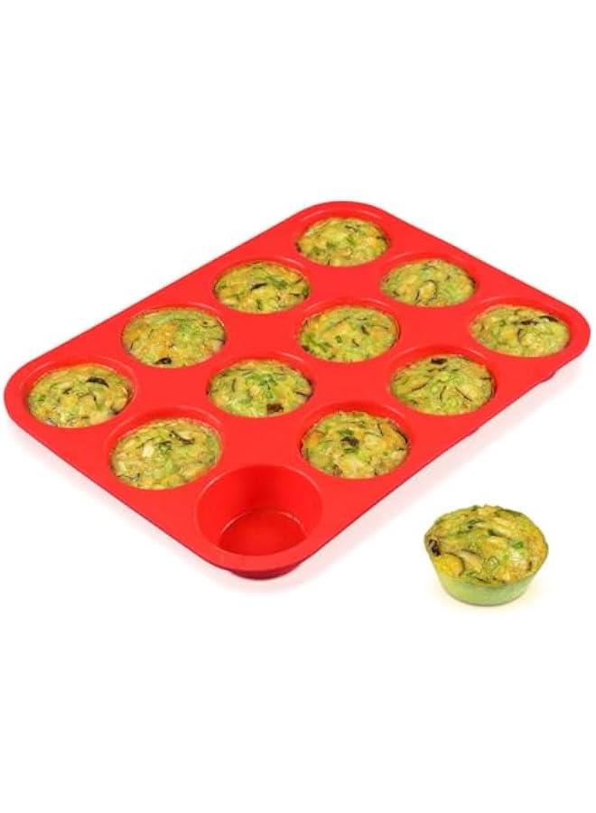 12 Cups Silicone Muffin Pan - Nonstick Cupcake Pan 1 Pack Regular Size Silicone Mold for Baking - Image 1