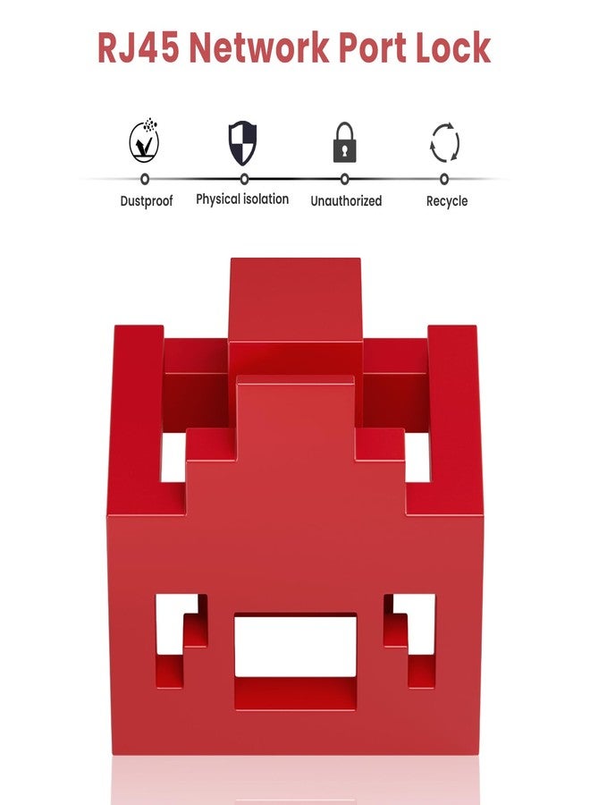 NataLink 24 Pcs RJ45 Port Lock with 2 Key, Locking RJ45 Port/Dust Blocker, RJ45 Dust Cover Cap Female Port Plugs Protector, Compatible RJ45 Port Devices, Red - Image 5
