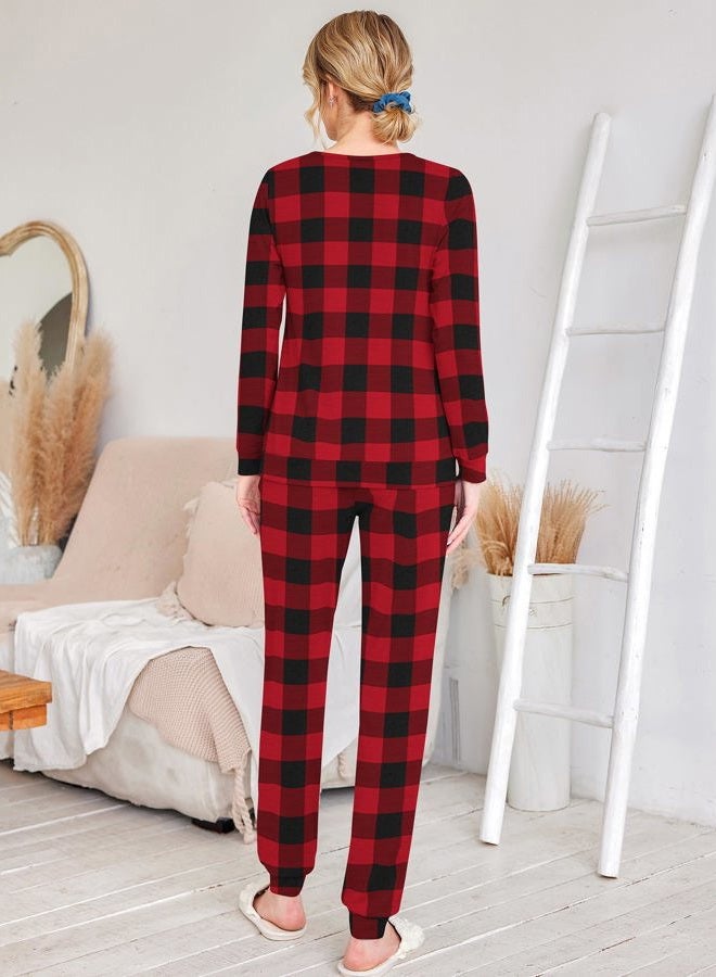 Ekouaer 2 Pack Women's Pajama Set Long Sleeve Top With Jogger Pants Lounge Sets Sleepwear Loungewear with Pockets - Image 3