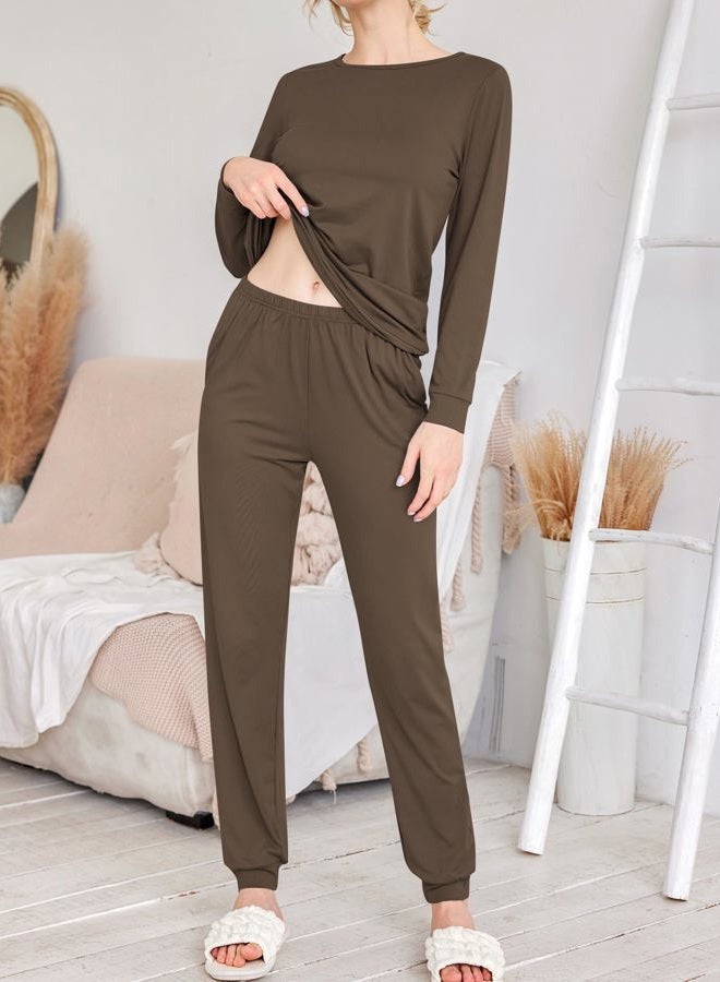 Ekouaer 2 Pack Women's Pajama Set Long Sleeve Top With Jogger Pants Lounge Sets Sleepwear Loungewear with Pockets - Image 2