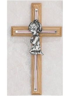 McVan 7" PINK OAK GIRLS WALL CROSS BABY INFANT CHRISTENING BAPTISM SHOWER  - Image 2