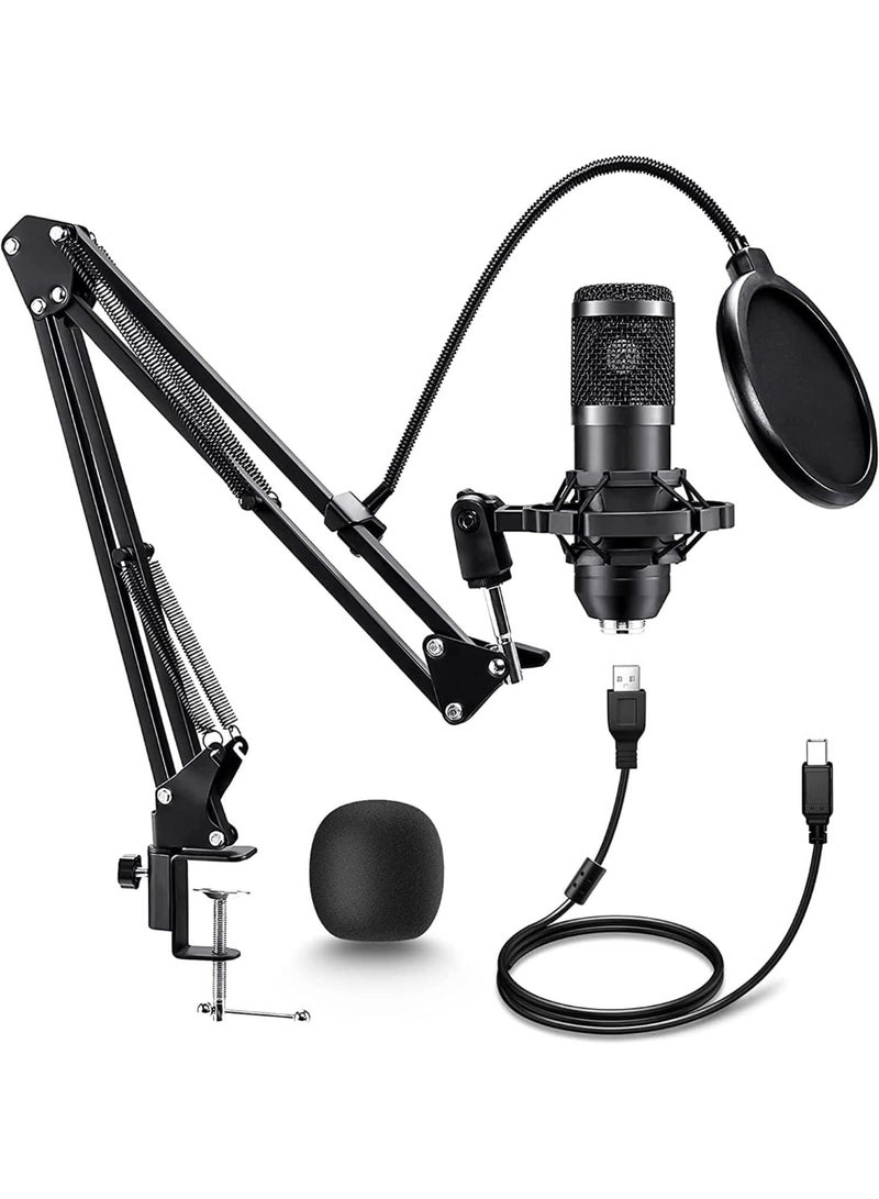 Arabest USB Gaming Microphone, PC Streaming Podcast Microphone, Professional 192khz/24bit Electrical Condenser Mic Kit with Sound Chipset & Adjustable Boom Arm Set for Streaming, Podcast, Studio and Singing  - Image 1