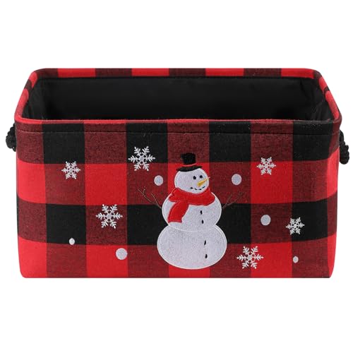 INough Christmas Baskets Large Red Buffalo Plaid Collapsible Storage Basket with Handles Empty Holiday Gift Basket for Toys Blankets Baby Items and Christmas Home Decorations - Image 1