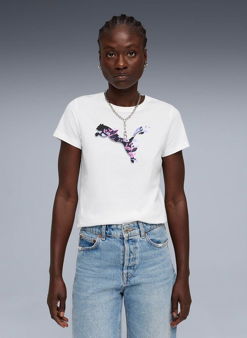 بوما تيشيرت قطة بنقوش زهور - Image 1