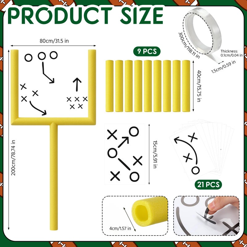 Pangda 31 Pcs Football Party Decorations Kit Football Goal Wall Decor Include 9 Pearl Cotton Tube 21 Tactical Stickers 1 Traceless Tape for Room Decor Sports Game Day Sport Theme Party Decorations - Image 2