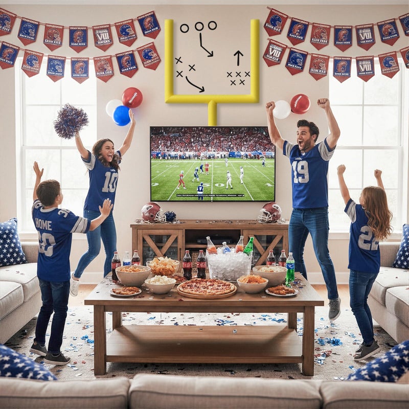 Pangda 31 Pcs Football Party Decorations Kit Football Goal Wall Decor Include 9 Pearl Cotton Tube 21 Tactical Stickers 1 Traceless Tape for Room Decor Sports Game Day Sport Theme Party Decorations - Image 3