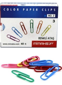 Mimaks Colored Paper Clip No:3 H.082 48 Boxes (1 Box 48 Packs) 