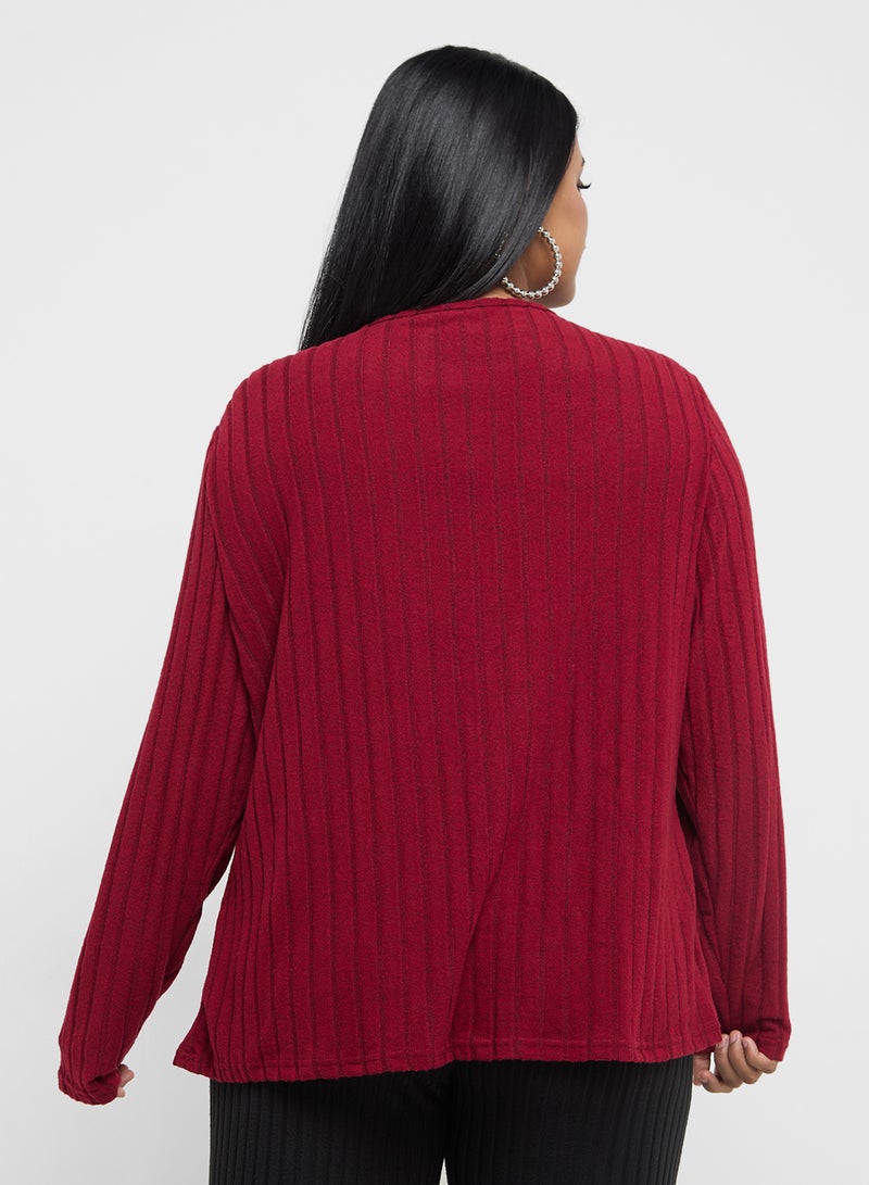 Ginger Plus Ribbed Knitted V Neck Sweater - Image 2