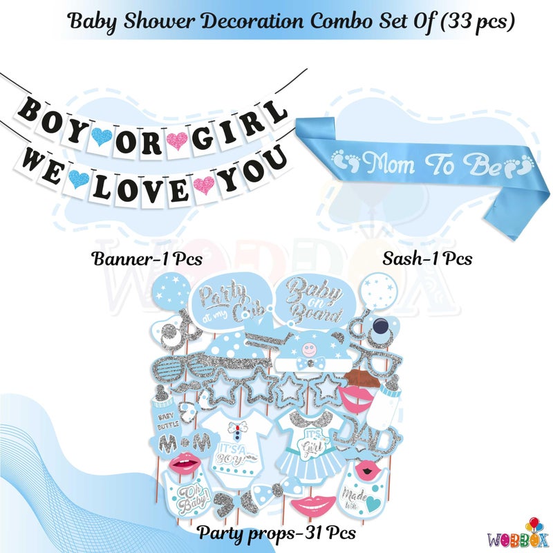 WOBBOX Wobbox Baby Shower Decoration Items| Baby Shower Ceremony Photo Booth Props for Photoshoot, Baby Shower Banner& Mom to Be Sash, Godh Bharai Ceremony Decoration Kit-(FP4773)  - Image 2