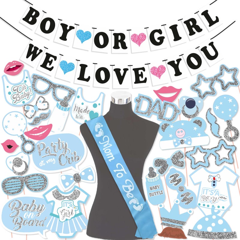 WOBBOX Wobbox Baby Shower Decoration Items| Baby Shower Ceremony Photo Booth Props for Photoshoot, Baby Shower Banner& Mom to Be Sash, Godh Bharai Ceremony Decoration Kit-(FP4773)  - Image 1