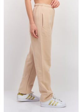 NIA Women Oversized Solid Fleece Sweatpants, Beige  - Image 2